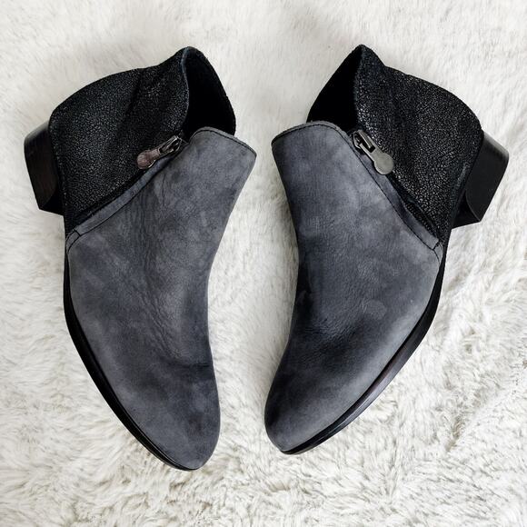 MUNRO Averee Double Zipper Ankle Boot | Grey Nubuck Suede Leather | Size 7.5 - Picture 1 of 12